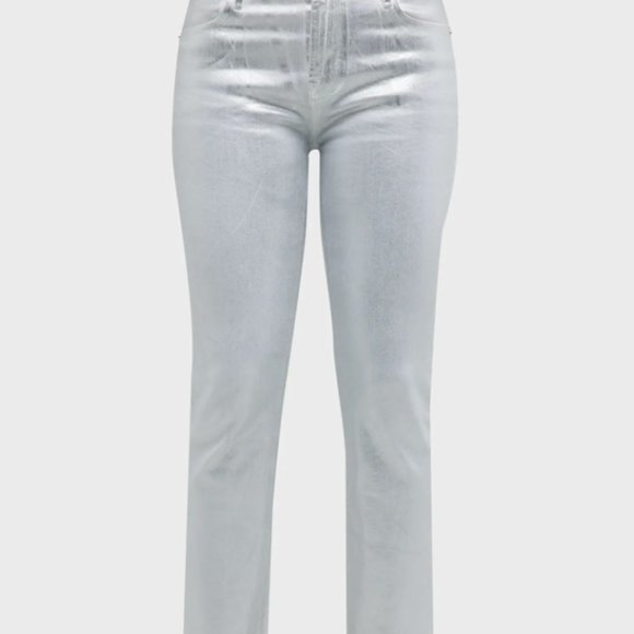 FRAME Le Sylvie Coated High Waist Straight Leg Jeans - Picture 3 of 5
